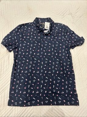 Kyodan Men's Navy Golf-Print Performance Polo